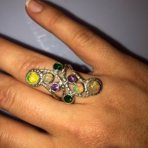 African opal sterling silver handmade unique size7